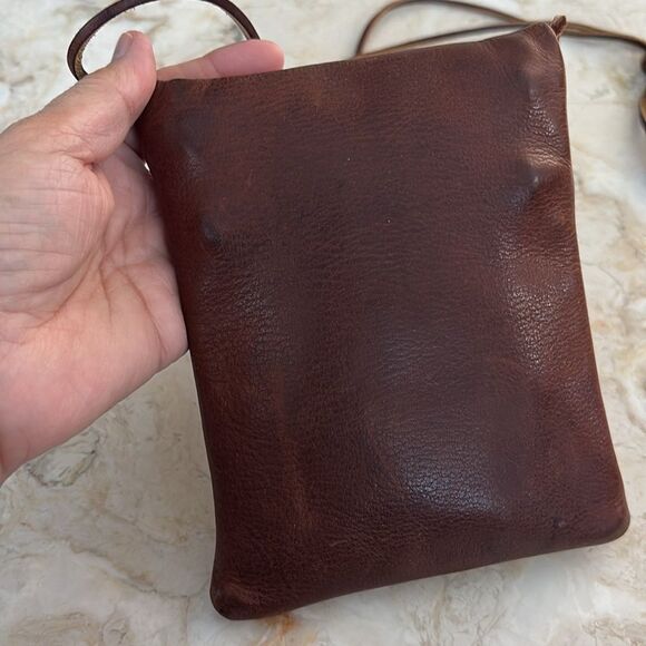 Vintage Roots Hanging Pouch Tribe Leather Crossbody Bag Brown - Picture 4 of 15